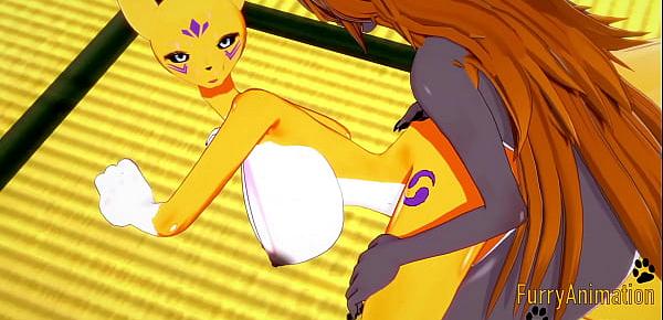  Digimon Hentai - Taomon & Grey Fox handjob, boobjob, blowjob and fucked 22 - Yiff Manga Anime Japanese Porn
